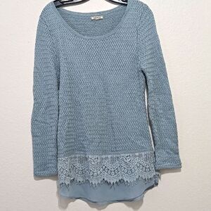 Lucky brand crochet trim sweater Green S